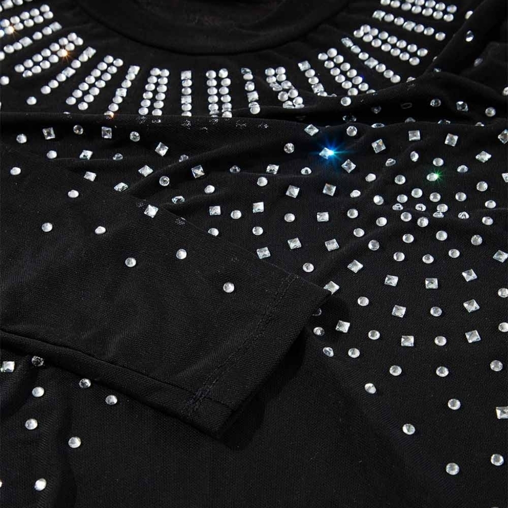 Black Rhinestone Bodysuit - Picture 3 of 15
